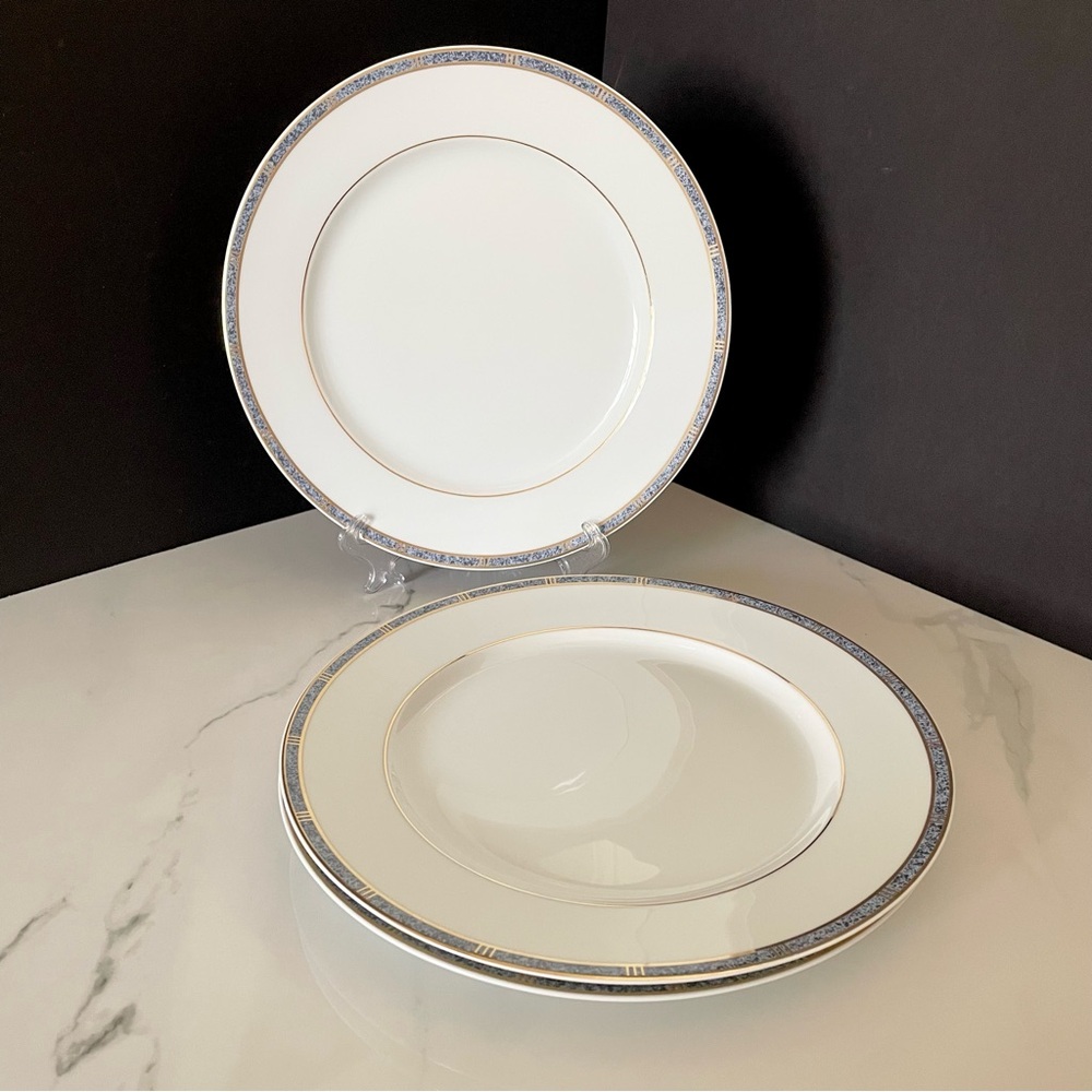 SET of 3 Antinea Bleu Dinner Plates - Bernardaud Limoges